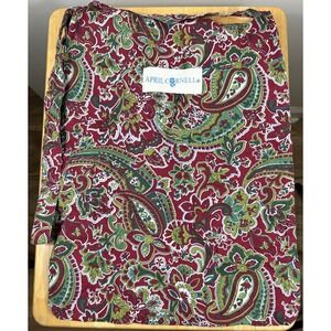 April Cornell Crossbody Bag Womens Red Paisley Floral BOHO Farmer's Market Tote